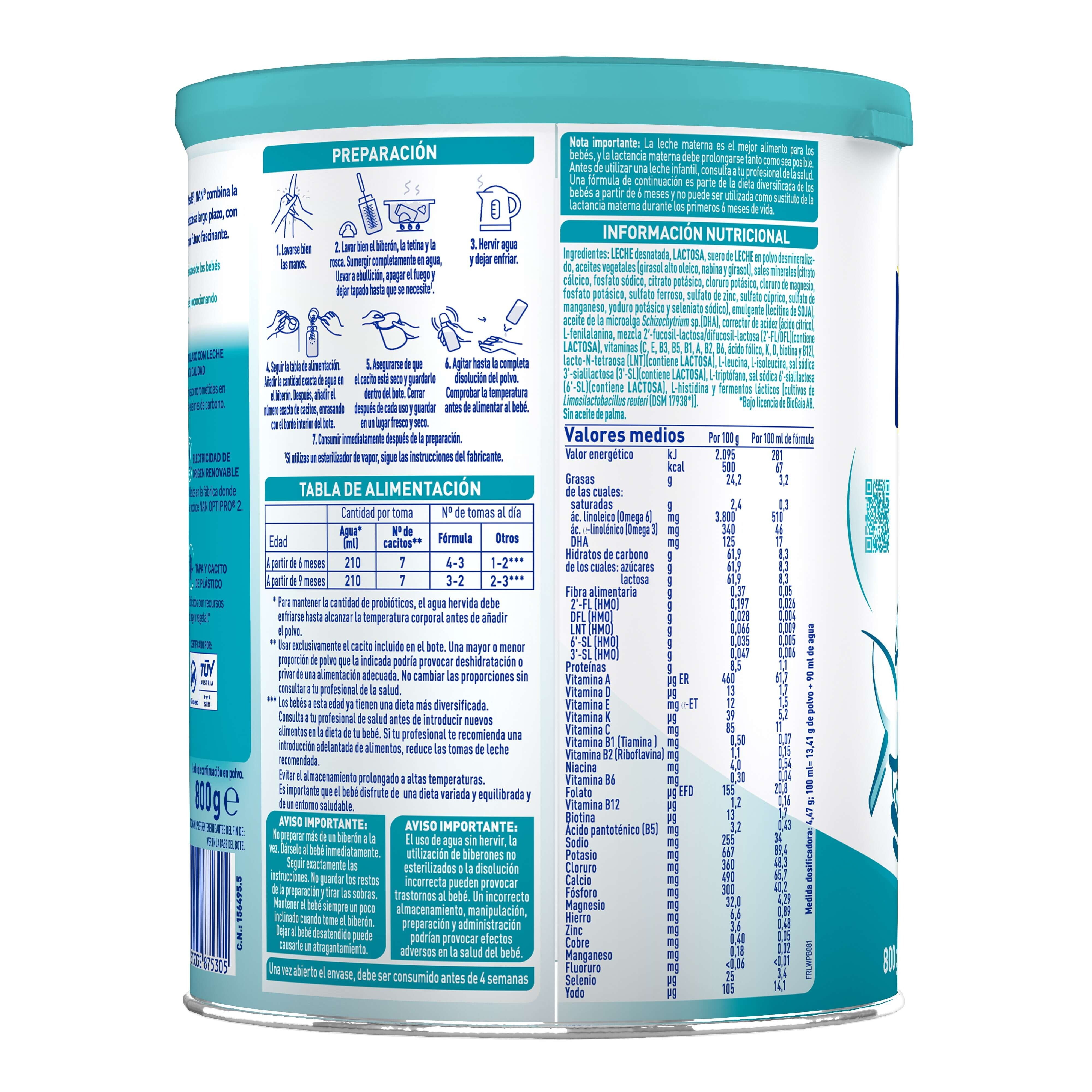 NAN OPTIPRO® 2 Leche de continuación a partir de 6 meses