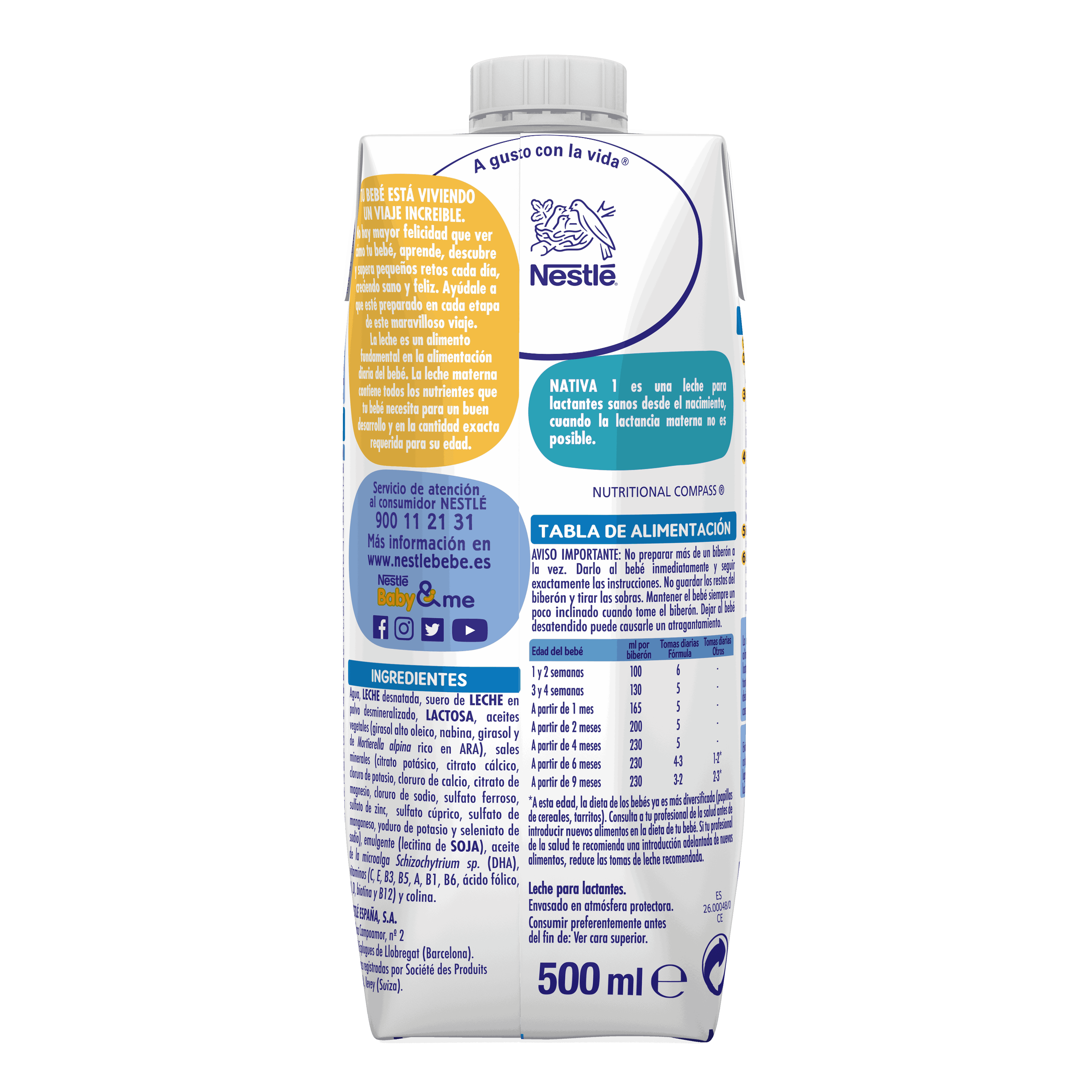 NESTLÉ NATIVA 1 Leche líquida lactantes 500 ml