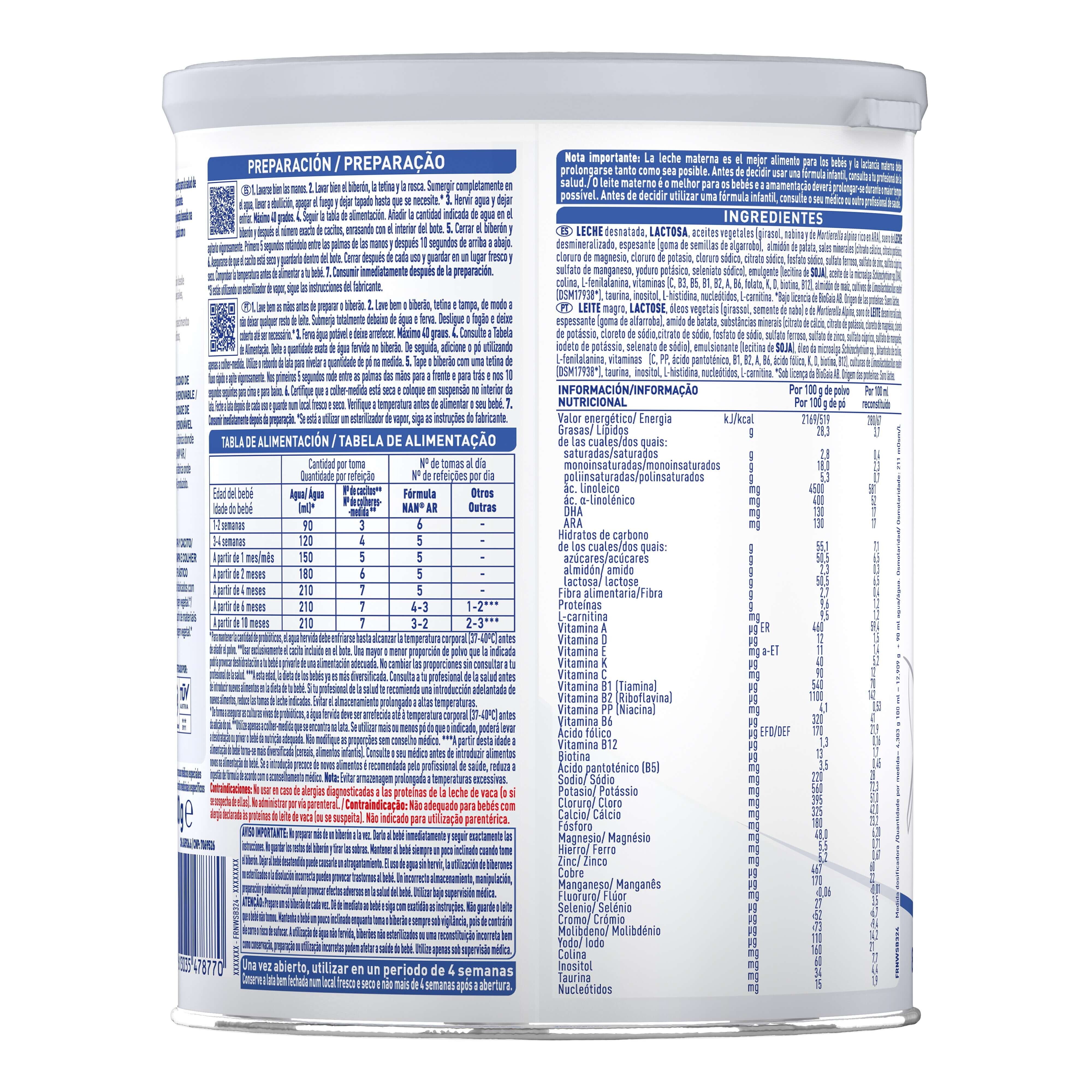 NAN A.R. Alimento para lactantes con regurgitaciones