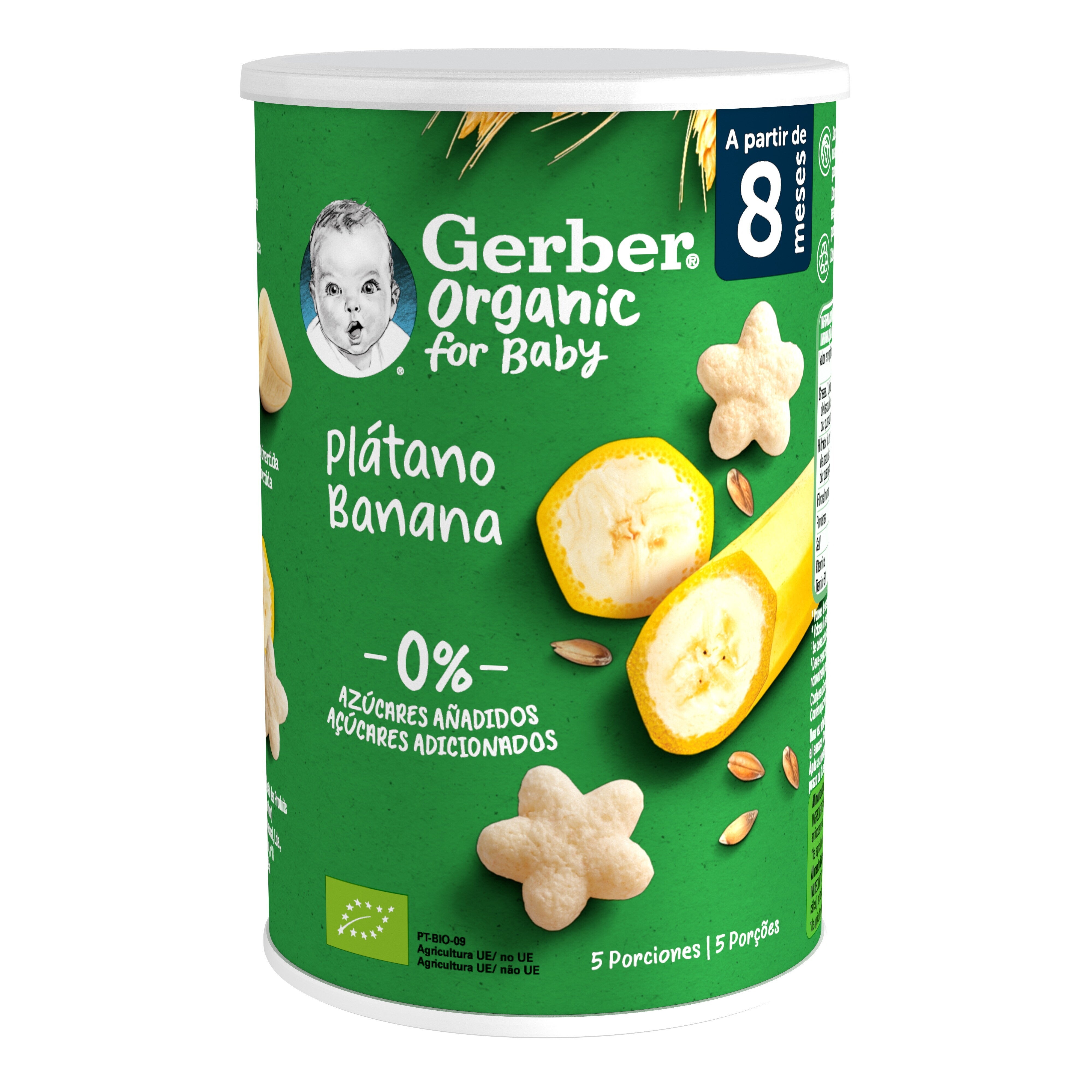 Snacks ecológicos GERBER Puffs de Trigo con Plátano