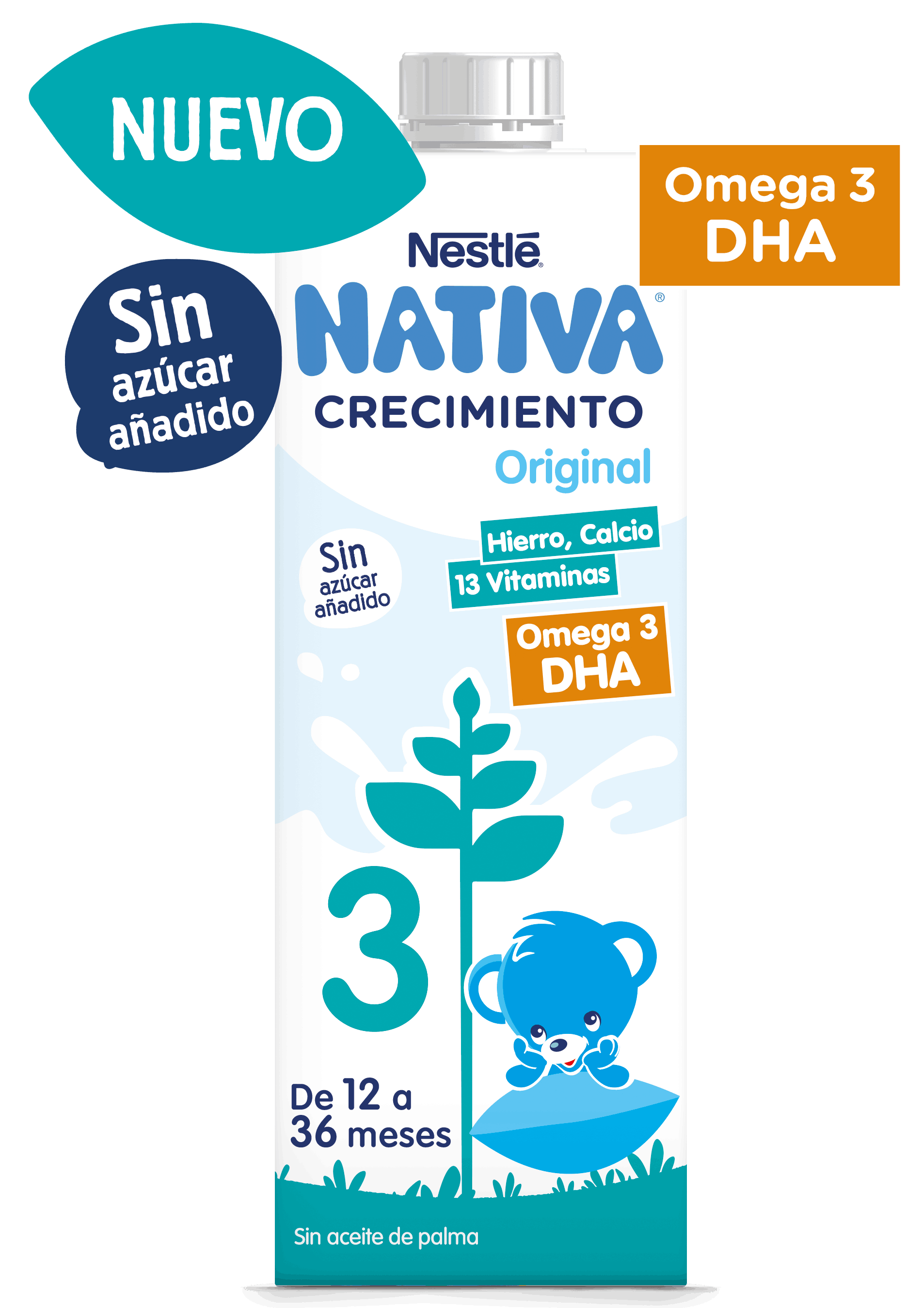 Nativa Nestlé Nativa Leche (3) de crecimiento con cereales, de 12 a 36  meses nativa de Nestlé 6 x 1 l