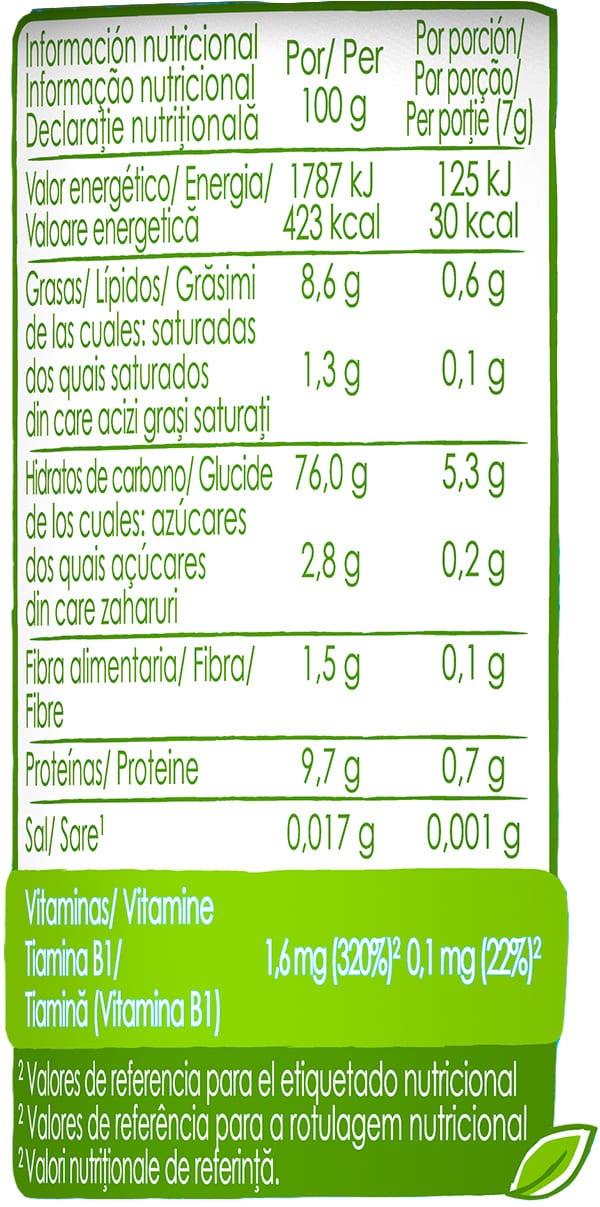 Información nutricional Nutripuff Naturnes BIO Frambuesa