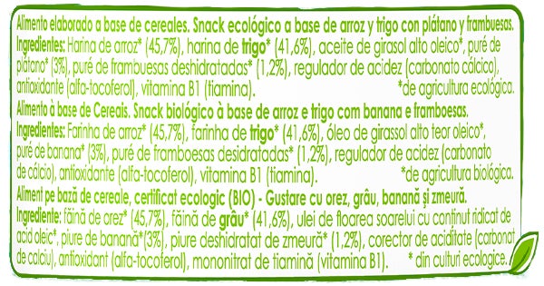 Ingredientes Nutripuff Naturnes BIO Frambuesa