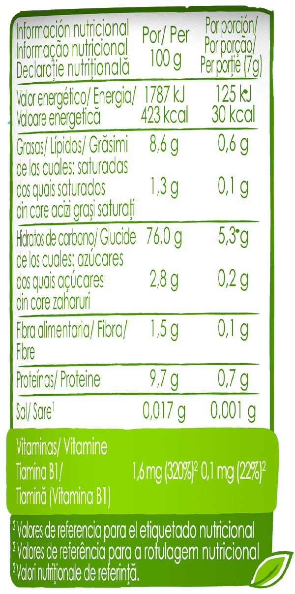 Información nutricional Nutripuff Naturnes BIO Plátano