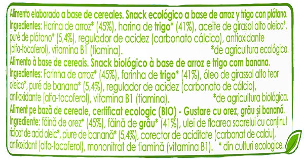 Ingredientes Nutripuff Naturnes BIO Plátano