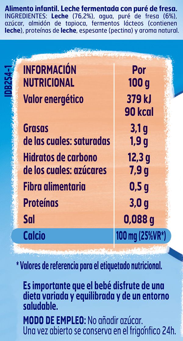 Tabla nutricional YOGOLINO Fresa