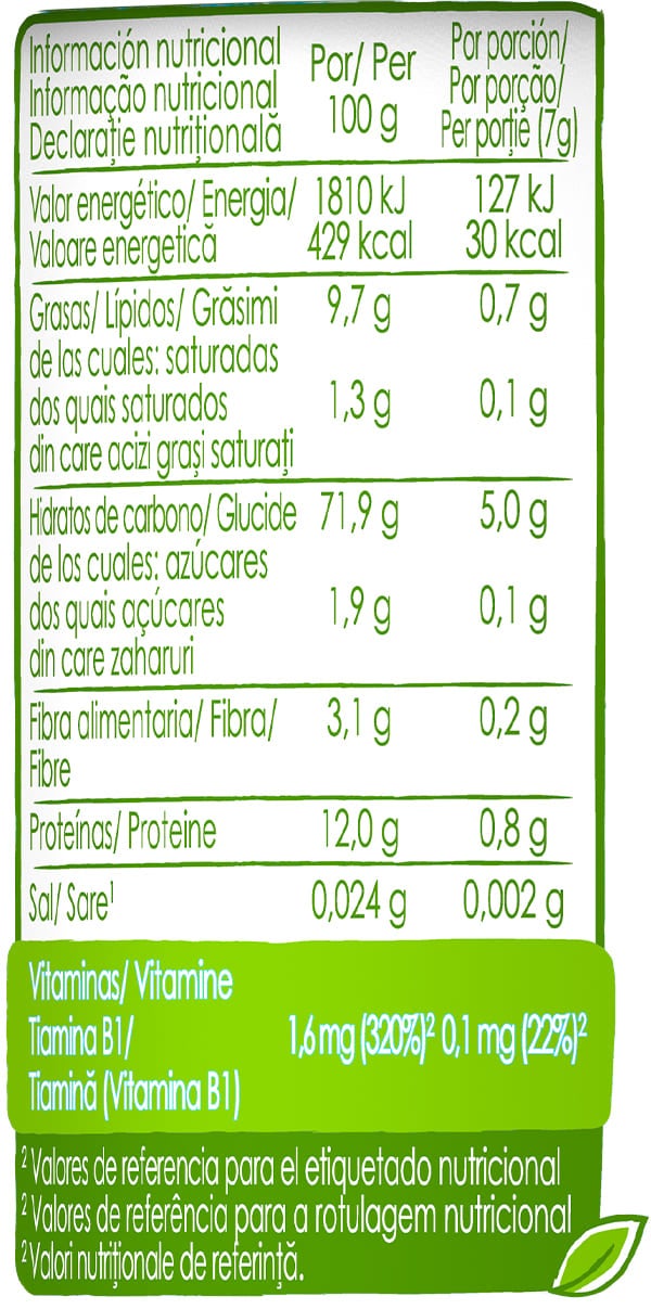 Información nutricional Nutripuff Naturnes BIO Zanahoria
