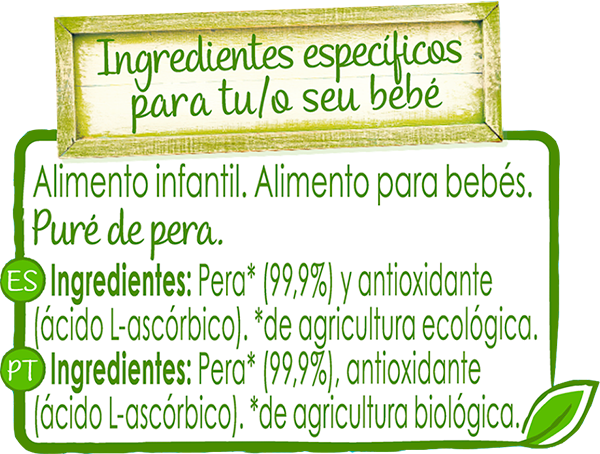 Ingredientes Bolsita NATURNES BIO Pera