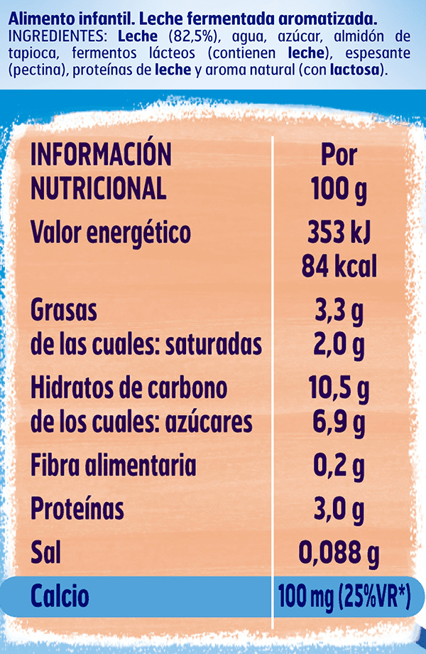 Tabla nutricional YOGOLINO Natural