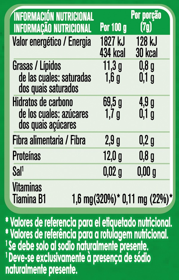 Tabla nutricional Snacks para bebés de cereales Puffs GERBER Trigo y Avena con Cacahuete orgánico