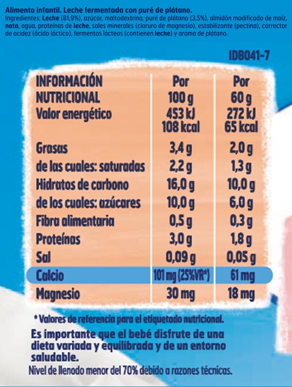 Tabla nutricional YOGOLINO Mini Plátano