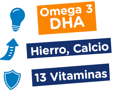 Omega 3 DHA y Hierro, 13 Vitaminas, Vitamina D, Calcio