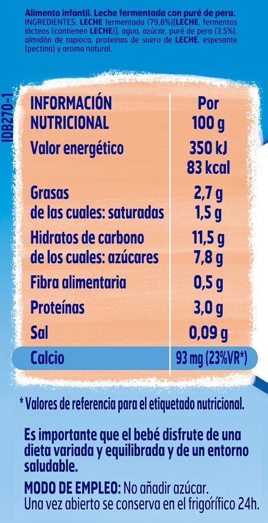 Tabla de componentes e ingredientes