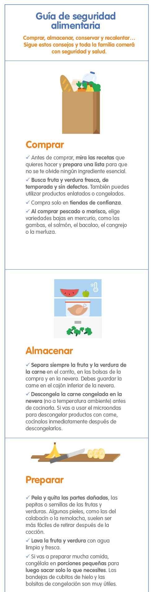 Seguridad alimentaria en comidas para bebés, infografía