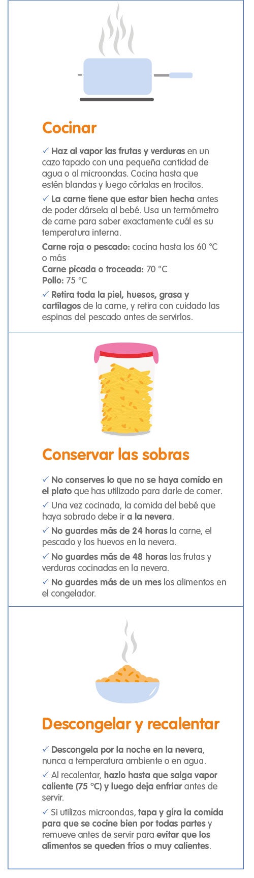 Seguridad en las comidas para bebés, infografía