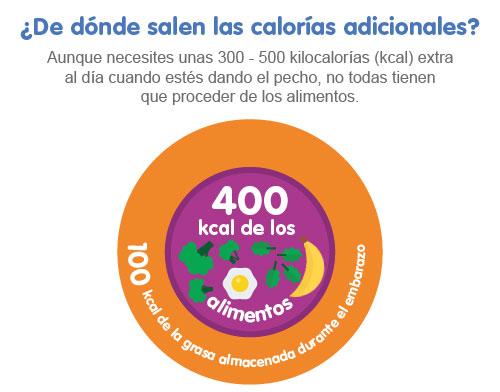 Alimentación durante la lactancia con 500 calorías extra