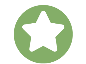White star icon centered on green circle (transparent background)