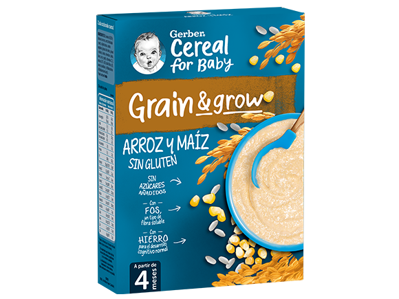 Papillas de cereales para bebés GERBER Arroz y maíz sin gluten