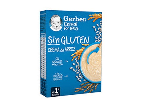 Papillas de cereales para bebés GERBER Sin Gluten Crema de Arroz Papillas de cereales para bebés GERBER Sin Gluten Crema de Arroz