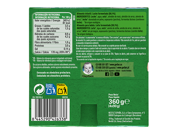 GERBER HelloYogo Natural - back