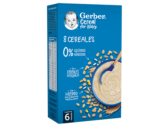 Papillas de cereales para bebés GERBER 8 Cereales 