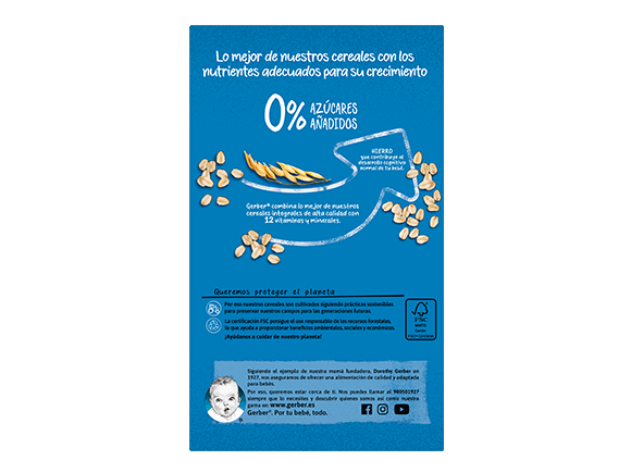 Papillas de cereales para bebés GERBER 8 Cereales Galleta