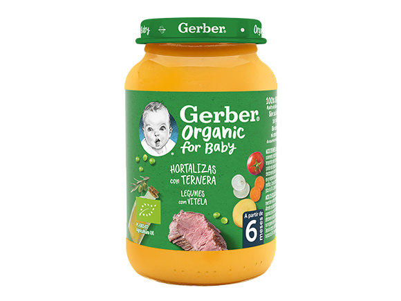 Tarrito de puré para bebés GERBER Hortalizas con Ternera