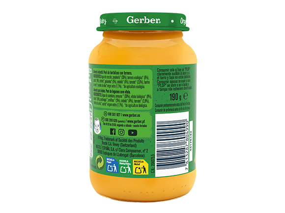 Tarrito de puré para bebés GERBER Hortalizas con Ternera