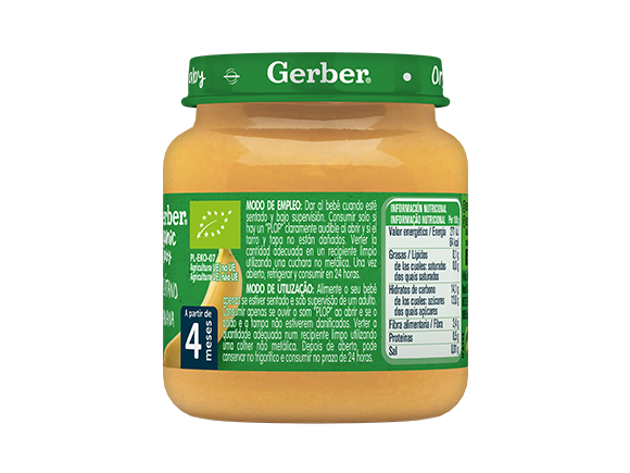 Tarrito de puré de frutas orgánico para bebés GERBER Pera Plátano