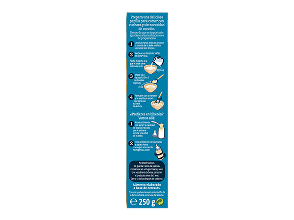 Instrucciones preparación Papillas de cereales para bebés GERBER Arroz y maíz sin gluten