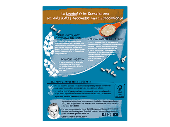 Papillas de cereales para bebés Gerber Crema de Arroz
