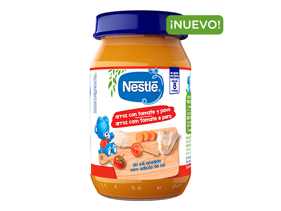 Tarrito de puré NESTLÉ Arroz con Tomate y Pavo 