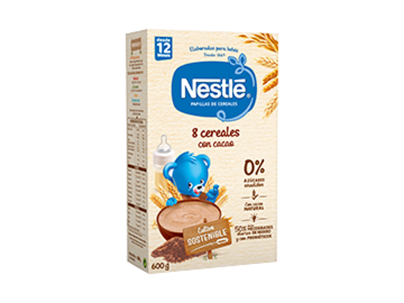 Nestlé 8 cereales, papilla de cacao y cereales Nestlé 8 cereales, papilla de cacao y cereales