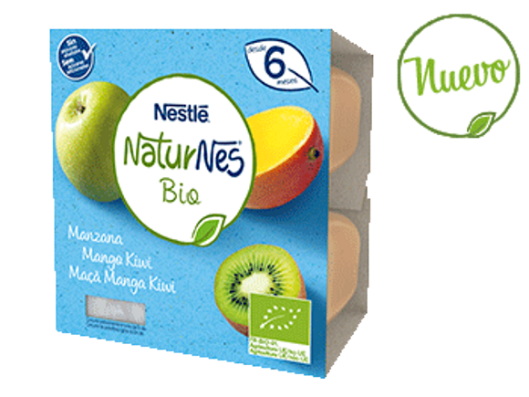 NUEVA Tarrina Puré de frutas NATURNES BIO Manzana Mango Kiwi NUEVA Tarrina Puré de frutas NATURNES BIO Manzana Mango Kiwi