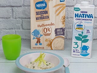 Crema de merluza, puerro y multicereales
