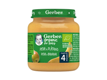 Tarrito de puré de frutas orgánico para bebés GERBER Pera Plátano Tarrito de puré de frutas orgánico para bebés GERBER Pera Plátano