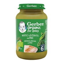 Tarrito de puré para bebés GERBER Brócoli Guisantes Pavo