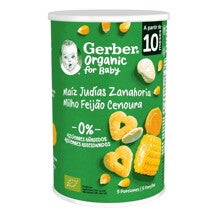 Snacks ecológicos GERBER HeartPuffs con Maíz, Judías y Zanahorias