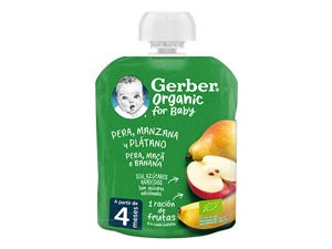 Bolsita puré de fruta para bebés GERBER Pera, Manzana y Plátano Bolsita puré de fruta para bebés GERBER Pera, Manzana y Plátano