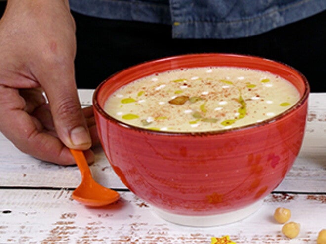 Receta de puré de garbanzo y berenjena para bebés.