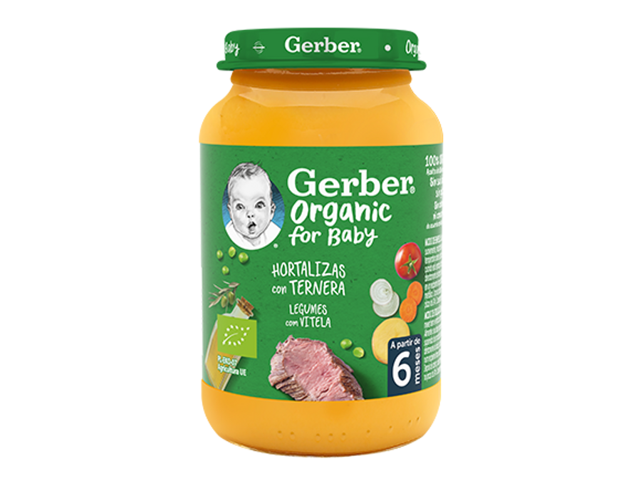 Tarrito de puré para bebés GERBER Hortalizas con Ternera