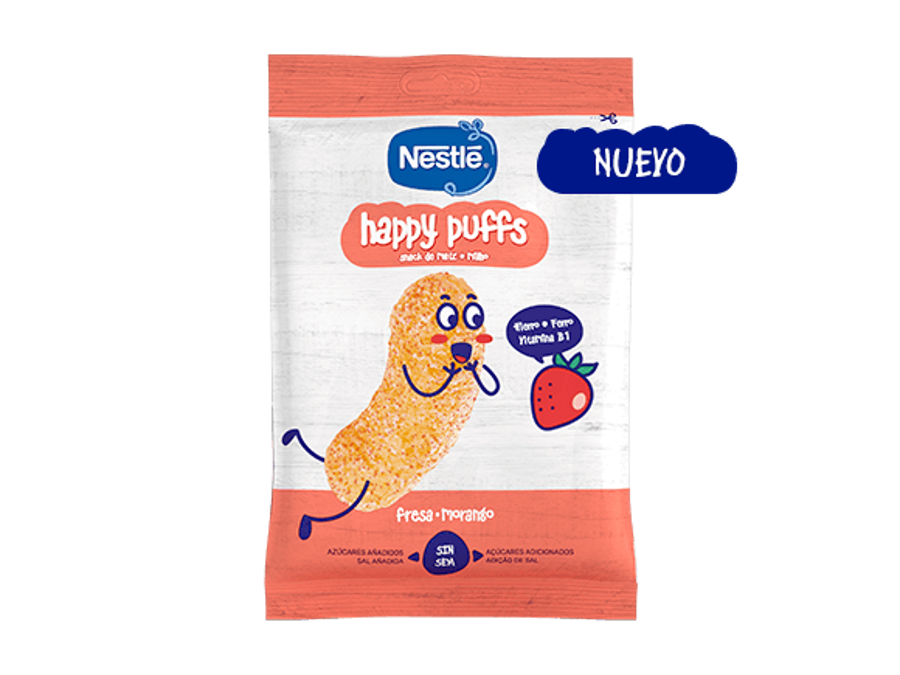 Snacks NESTLÉ Happy Puffs Maíz Fresa 