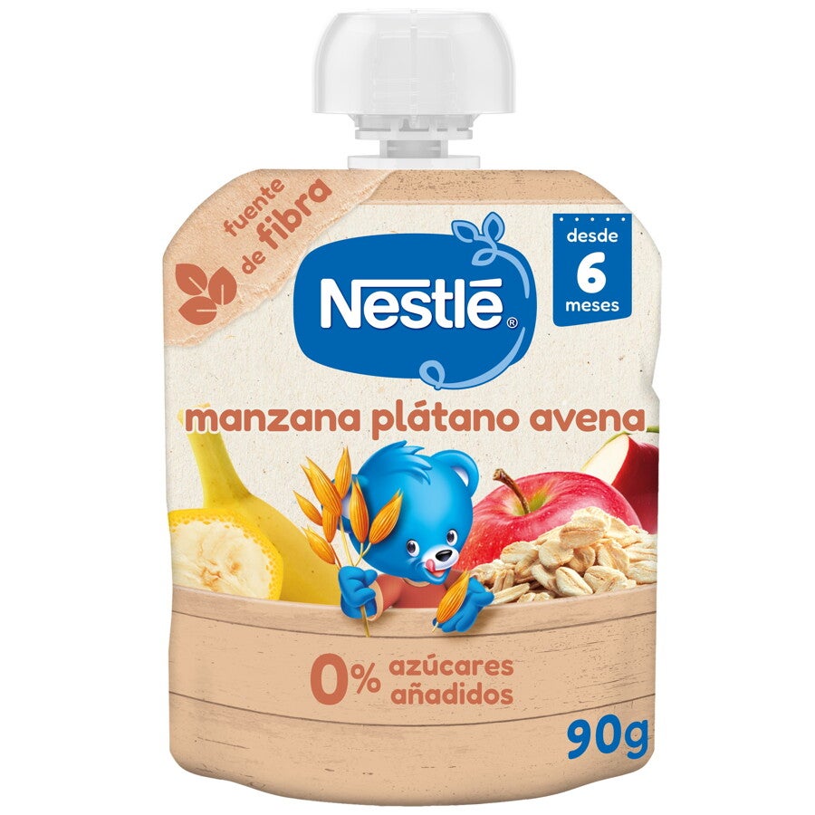 Bolsita de puré de frutas NESTLÉ Manzana, Plátano y Avena