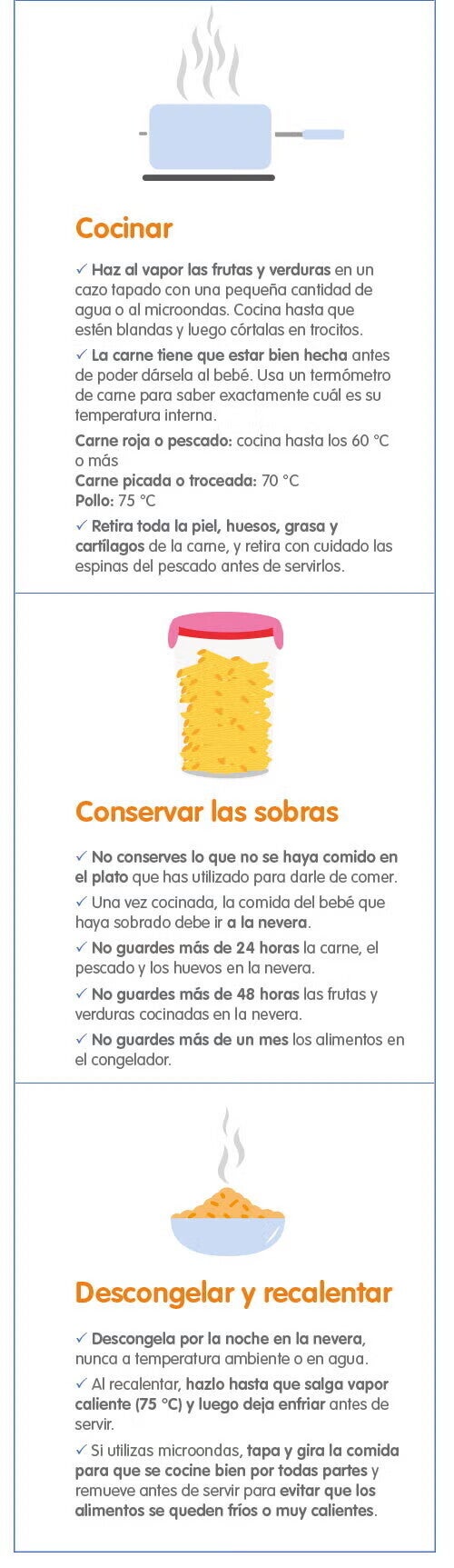 Seguridad en las comidas para bebés, infografía Seguridad en las comidas para bebés, infografía