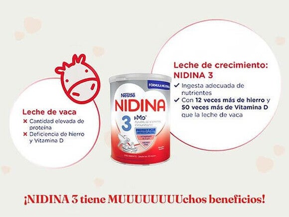 Leche de vaca vs. Leche de crecimiento NIDINA 3