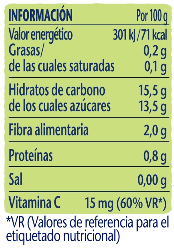 información nutricional PURÉS NESTLÉ 4 frutas