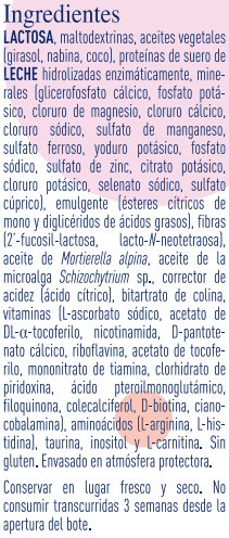 Ingredientes e información nutricional Ingredientes e información nutricional