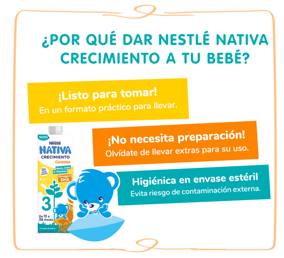 NESTLÉ NATIVA Crecimiento 3 Cereales sin azúcar añadido a partir de 1 año  3x180ml : : Alimentación y bebidas