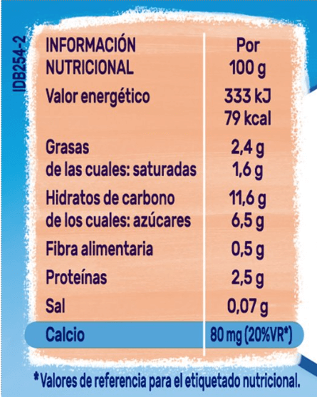 información nutricional