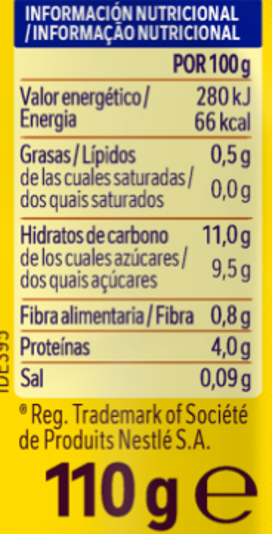 información nutricional información nutricional